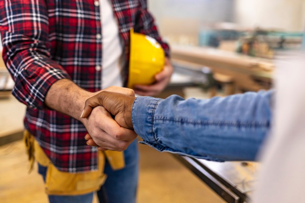 A employee handshaking